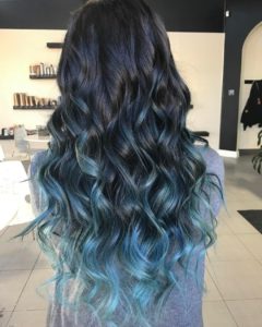 mechas balayage azules