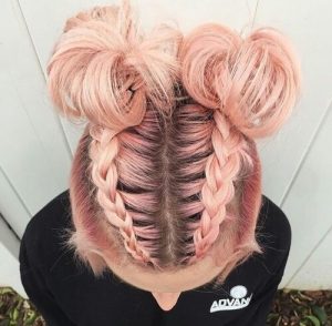 mechas rosas pelo rubio