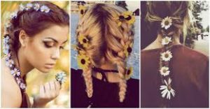 recogido con flores y trenzas