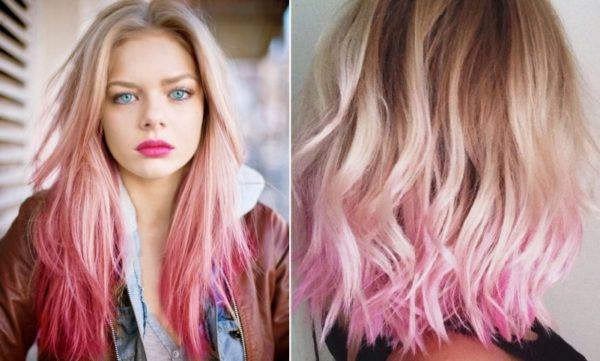 mechas californianas en pelo rubio rosa