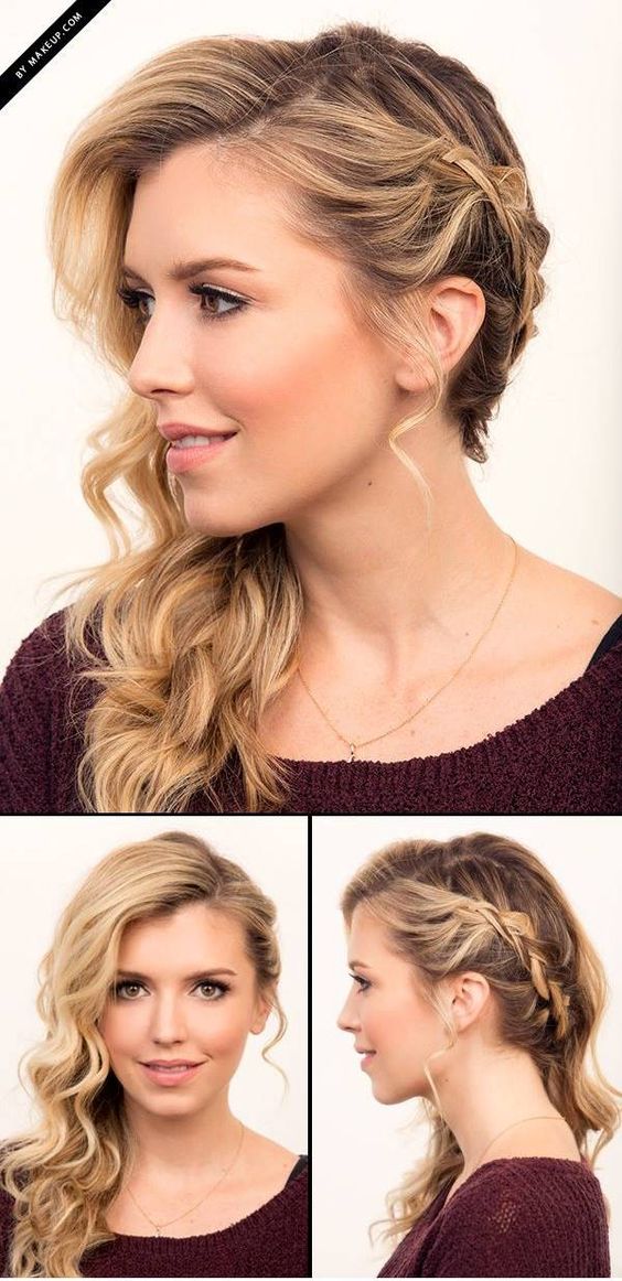 recogido ondas con trenza lateral